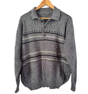 Vintage Collared Henley Pullover Sweater Women’s Size Large Dad Funky 90s thumbnail 1