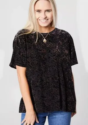 We The Free People Teddy Boxy Top Burnt Velvet Cheetah Combo S thumbnail 1