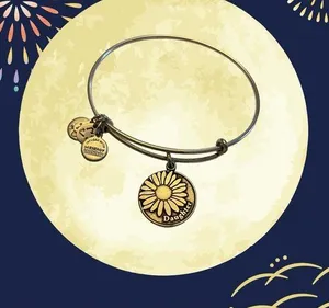 ALEX AND ANI Silver Daughter Charm Adjustable Bangle Bracelet thumbnail 2