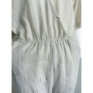 Anthropologie Feather Bone Soleil Ivory Stripe Textured Jumpsuit Women’s Size S thumbnail 9