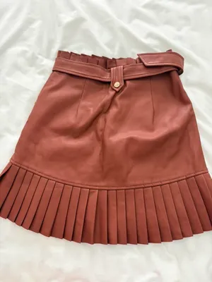 ZARA Pleated Skirt Mini Faux Leather thumbnail 3