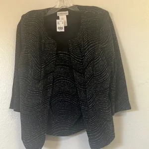 FINAL MARKDOWN Black Textured dressy top one piece two piece look nwt large thumbnail 1