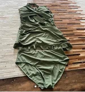 Olive Green Ruched Swimsuit Set thumbnail 1