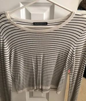 Brandy Melville Striped Long Sleep Cropped Shirt thumbnail 1