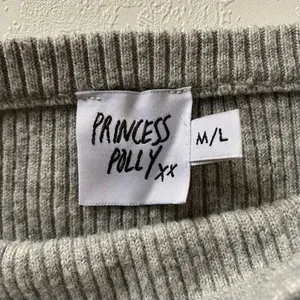 Princess Polly Gray Ribbed Long Sleeve Knit Top Square Neck Fitted Sweater M/L thumbnail 4