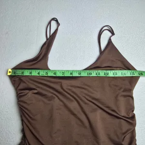 Oh Polly 37Y Chocolate Brown Ruched Bodycon Mini Dress Adjustable Straps US‎ 8 thumbnail 7