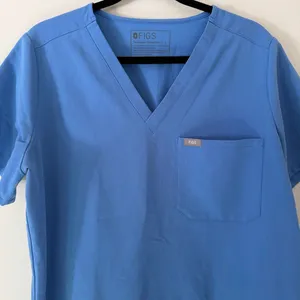 Figs Catarina One-Pocket Scrub‎ Top Blue Short Sleeve Scrub Shirt Size Large thumbnail 6