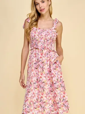 Blush Garden Smocked Midi Dress Size Small thumbnail 2