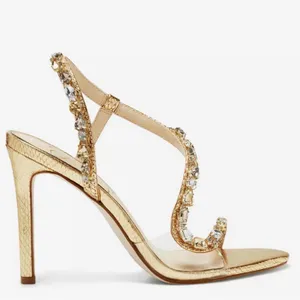 Jessica Simpson Jaycin Metallic Embossed Jewel Embellished Dress Sandals, Size 9 thumbnail 5