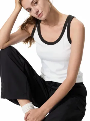 Uniqlo Soft Ribbed Tank Top | Ringer NWT Off White Small thumbnail 1