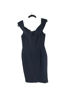 Gianni Bini Navy Blue Sleeveless Sheath Dress With Draped Neckline Size M thumbnail 2