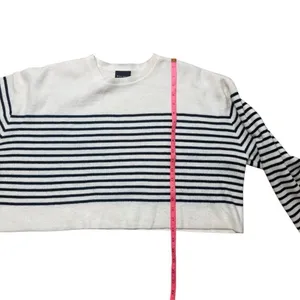 Miou Muse Oversized Striped Boxy Crop Sweater Black Cream Wool Blend Small thumbnail 4