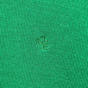 Lauren Ralph Lauren Green Cotton Turtleneck Sweater Womens Size‎ Medium LRL Logo thumbnail 3