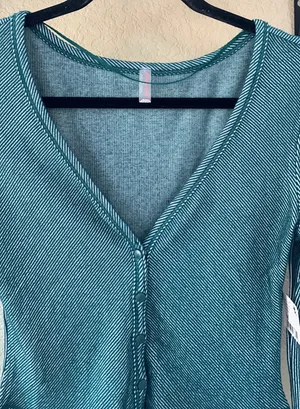 Free People Movement green striped soft top thumbnail 3