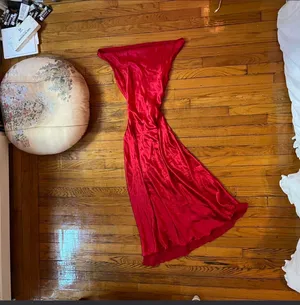 Vintage satin dress Red Size XS thumbnail 6