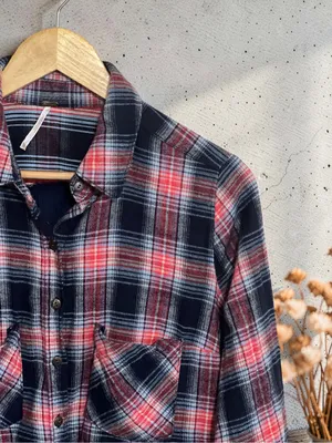 Free People Behind The Flannel Plaid & Floral Bandana Mixed Media Button Down thumbnail 7