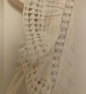 Hazel & Olive White Ruffle Trim High Neckline Short Dress Women’s Sz Small thumbnail 6
