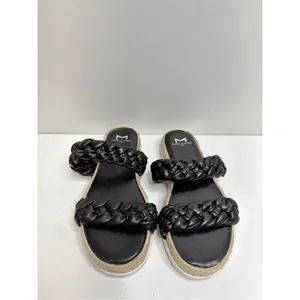 Marc Fisher Sandals Womens Size 5 Black Leather Jaimee Espadrille‎ Slide Shoes thumbnail 4