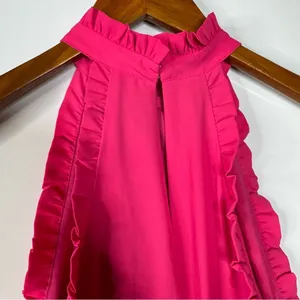 Amanda Uprichard Pink Ruffle High Neck‎ Mini Dress Size Small thumbnail 5