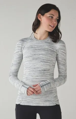 Lululemon Runderful Long Sleeve Space Dye‎ Camo White Silver Spoon 10 Athletic thumbnail 1