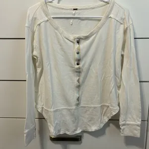 Free People White Button Down Henley Top thumbnail 2