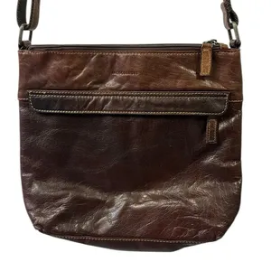 Jack Georges Brown Leather Voyager crossbody hobo bag 12.5 x 11 inch thumbnail 4