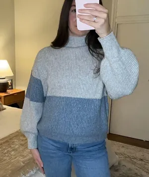 Vestique Grey and Blue Knit Turtleneck Sweater Size Small thumbnail 1