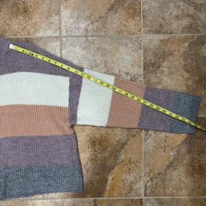 Silverflint Boutique soft and cozy purple and brown striped sweater thumbnail 5