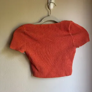 Babaton Sculpt Knit Ribbed Square-Neck Crop Top - Bright Orange thumbnail 4