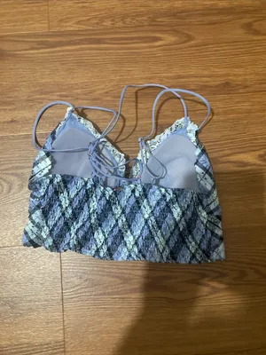 PINK Victoria's Secret Lavender Plaid Lace Bralette thumbnail 2