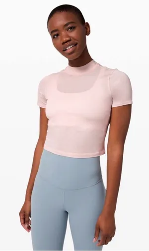 Lululemon Kitsilano Mock Neck Tee in Misty Pink thumbnail 1