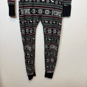 Pink by Victoria’s Secret Fair Isle Dog One Piece Pajamas Union Suit Size Medium thumbnail 3