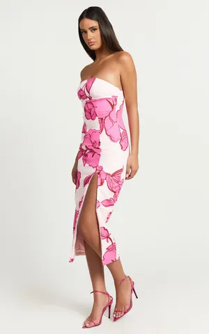 New Showpo Shantelle Midi Dress Strapless Bodycon Back Split Dress Size Large thumbnail 3