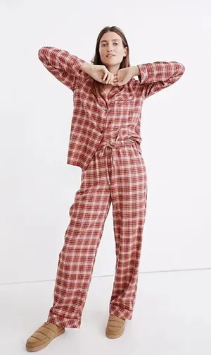 NWT Womens Size Small Madewell Flannel Bedtime Pajama Top in Beiling Plaid thumbnail 1