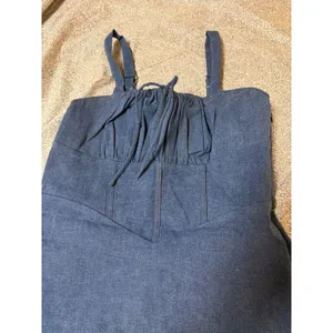 NWT Lulus Size XL Considered Charisma Blue Chambray Bustier Mini Dress Denim thumbnail 2