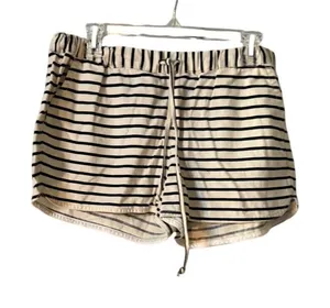 J Crew Women's Size Medium Linen Blend‎ Shorts Black White Stripe thumbnail 1