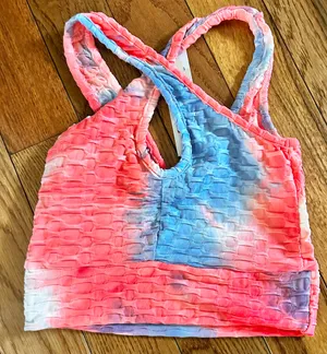 Buzz Women's Butt Lifting Yoga Short & Textured Yoga Tie-Dye Bra Sports Set m thumbnail 3