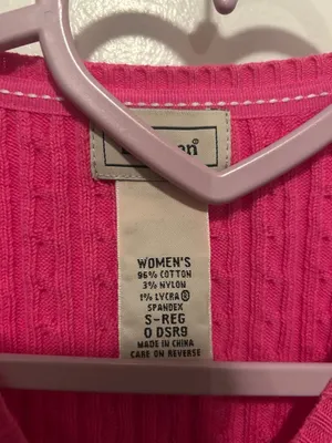 L.L.Bean Women's Cotton Cable Knit Button-Front Cardigan Sweater, Pink thumbnail 5