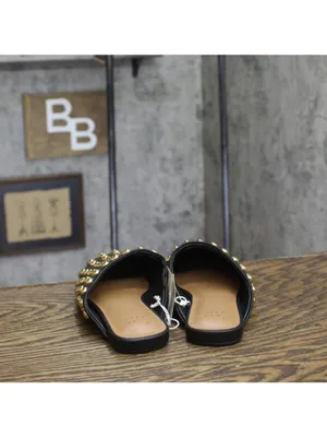 NWT A New Day Womens Channing Studded Slip On Mule Flats Jet Black / Gold 6.5M thumbnail 5