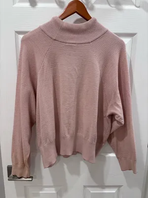 Varley Maceo Pique Mock Neck Pullover Sweatshirt in Blush Pink Size Small‎ thumbnail 9