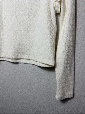 Zara Cream Cable-Knit Ruffle Shoulder Sweater‎ Size M thumbnail 5