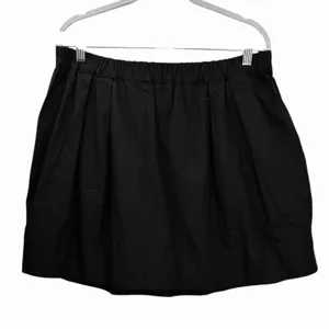 Anthropologie Black Pleated Mini Skirt Gold Buttons Size XL thumbnail 3
