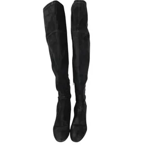 Ivanka Trump Black Suede Knee High Almond Toe Block Heels Western Boots Size 8 thumbnail 2