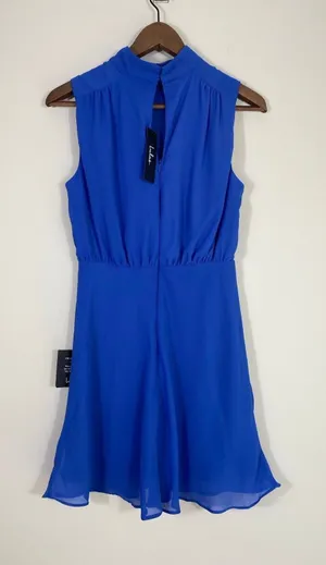 Lulu's NWT Blue Sleeveless Highneck Chiffon Dress - Small thumbnail 1