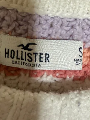 Hollister Women's Cropped Striped Knit Sweater - White with Pastel Stripes Small thumbnail 3