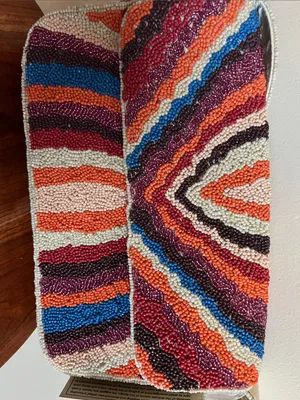 Handcrafted Beaded Multicolor Shoulder Bag - Neutral Strap festival beaded art thumbnail 10