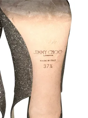 Jimmy Choo Nova Platinum Glitter Peep-Toe Slingback High Heels 37.5 thumbnail 4