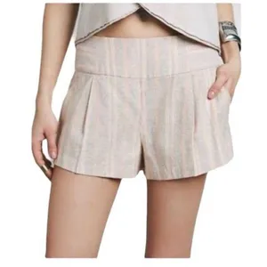 Free People Tan Pink Austin Striped Shorts thumbnail 1