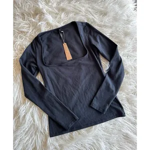 Skims Cotton Jersey Scoop Neck Long Sleeve Top Soot Size Medium thumbnail 4