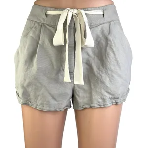 Aritzia Wilfred Gray Linen Drawstring Pleated High Waisted Casual Shorts Size 2 thumbnail 1